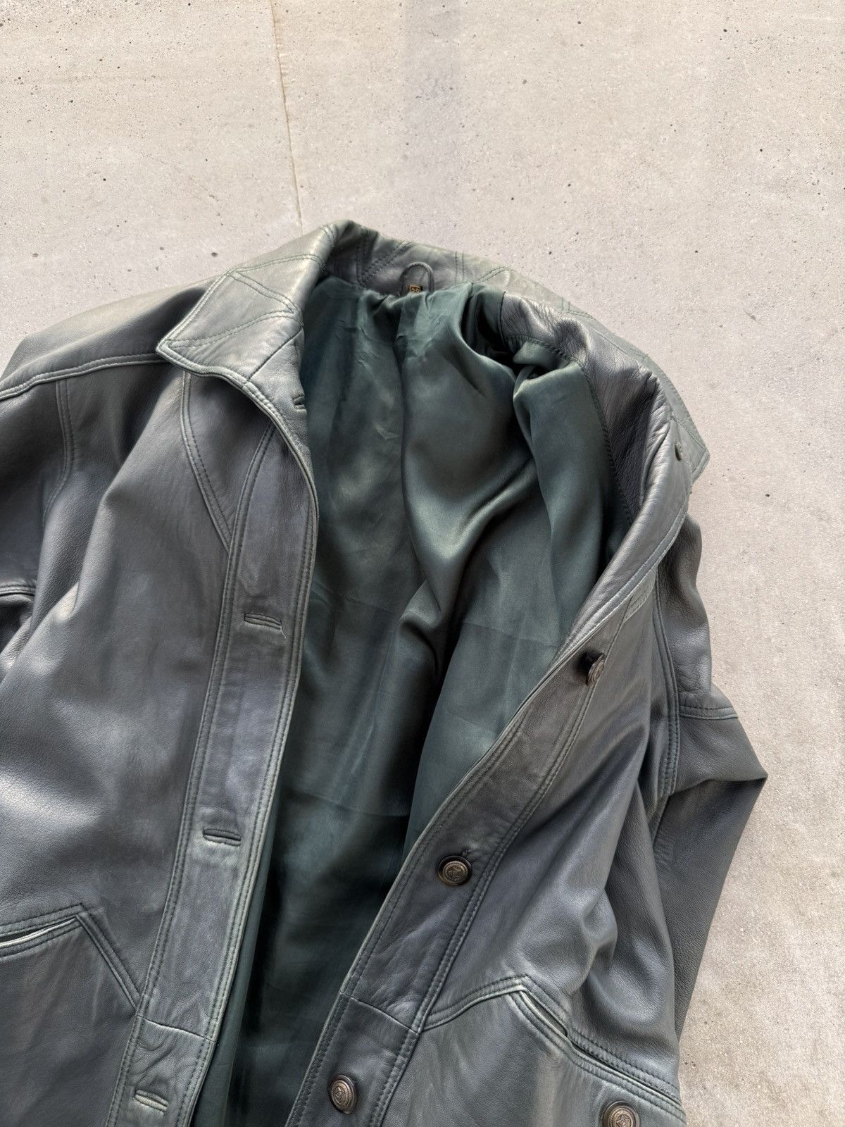 Genuine Leather × Vintage Vintage leather Jacket matrix coat dark green Size US M / EU 48-50 / 2 - 6 Thumbnail