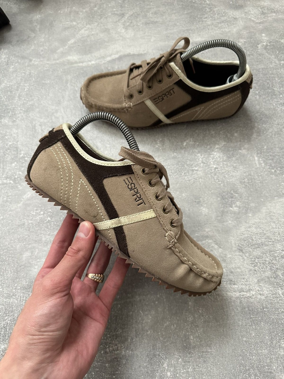 Esprit Vintage Y2K Esprit Beige Suede Leather Low Cut Sneakers Size US 7 / IT 37 - 7 Thumbnail