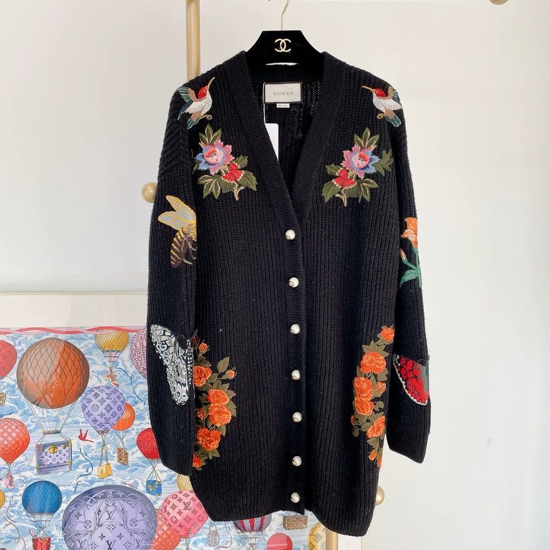 Gucci Gucci Heavy industry jacquad embroidery knitted cardigan ja Size S / US 4 / IT 40 - 1 Thumbnail