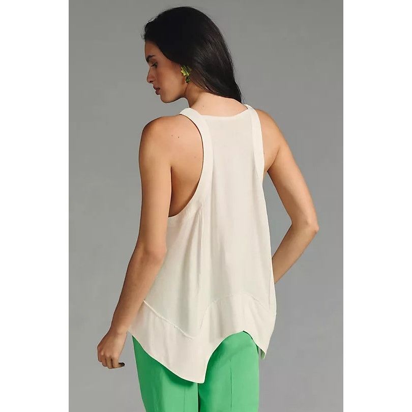 Anthropologie Anthropologie Pilcro Hankey-Hem Swing Tank Tunic Top White M Size M / US 6-8 / IT 42-44 - 3 Thumbnail
