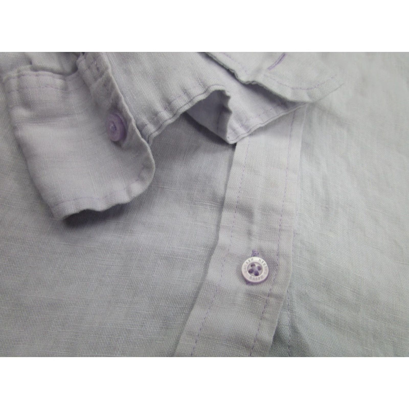 Ralph Lauren Lauren Ralph Lauren Shirt Womens 1X Purple 100% Linen Button Front Casual Size XL / US 12-14 / IT 48-50 - 7 Thumbnail