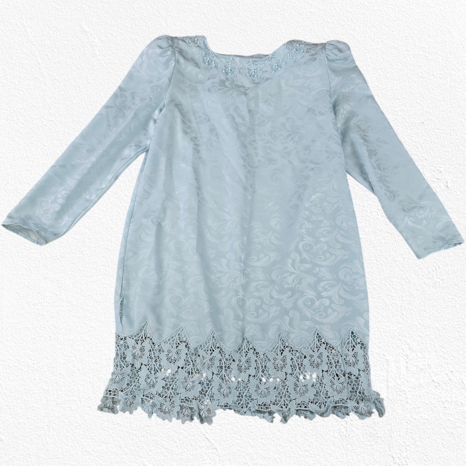 Vintage Vintage Light Blue Floral Jacquard Blouse Skirt Set Size 8 Size 30" / US 8 / IT 44 - 9 Thumbnail