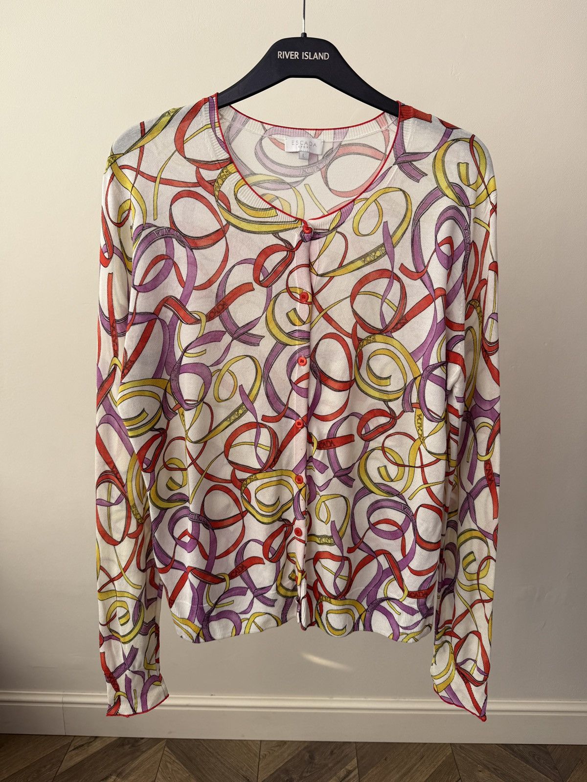 Escada Vintage Escada Sport Sheer women’s Cardigan Top Abstract Size L / US 10 / IT 46 - 2 Thumbnail