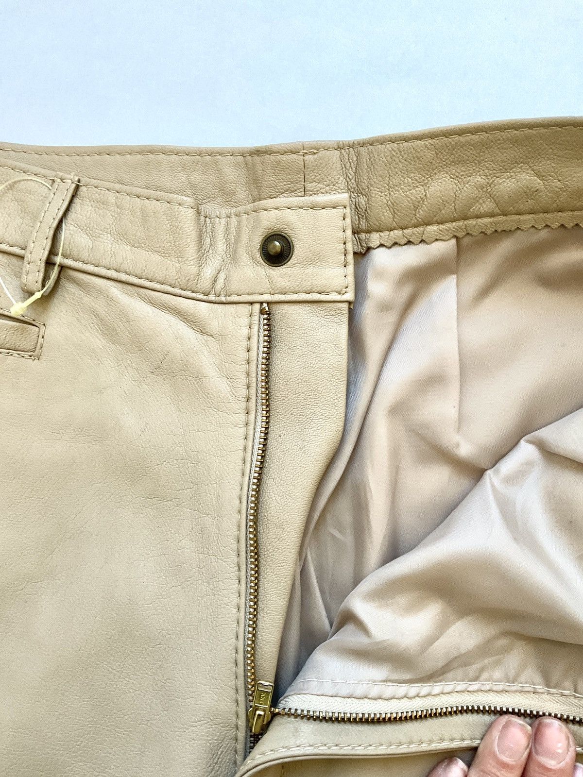 Vintage Beige leather pants Size 28" / US 6 / IT 42 - 4 Thumbnail