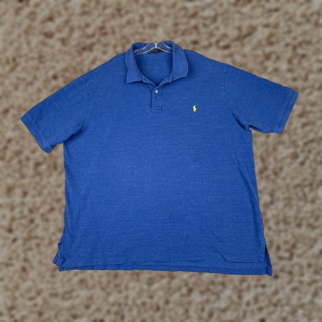 VINTAGE Ralph Lauren Polo Shirt Mens 4XL Tall Blue Short Sleeve