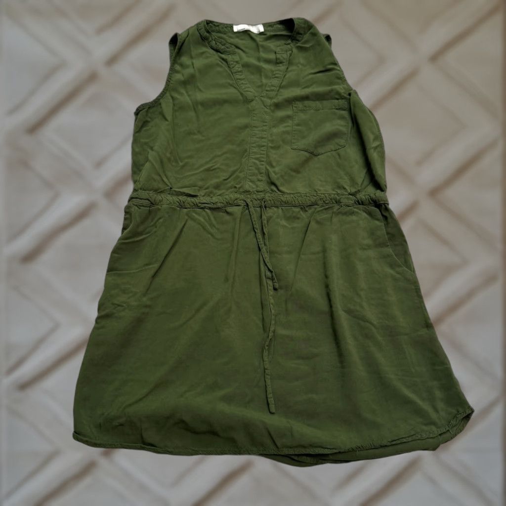 Vintage VINTAGE Bioworld Grawstring Mini Dress Womens S Army Green Sleeveless V-Neck Pockets Size S / US 4 / IT 40 - 1 Thumbnail