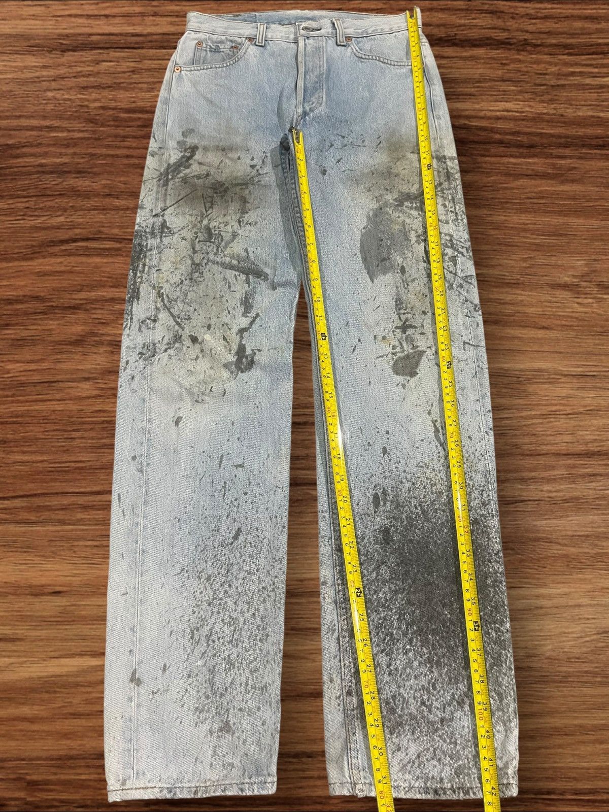 Levi's × Levi's Vintage Clothing Vintage 90s Levi’s 501 Paint Splat Washed Button Fly Jeans Size US 31 - 18 Thumbnail