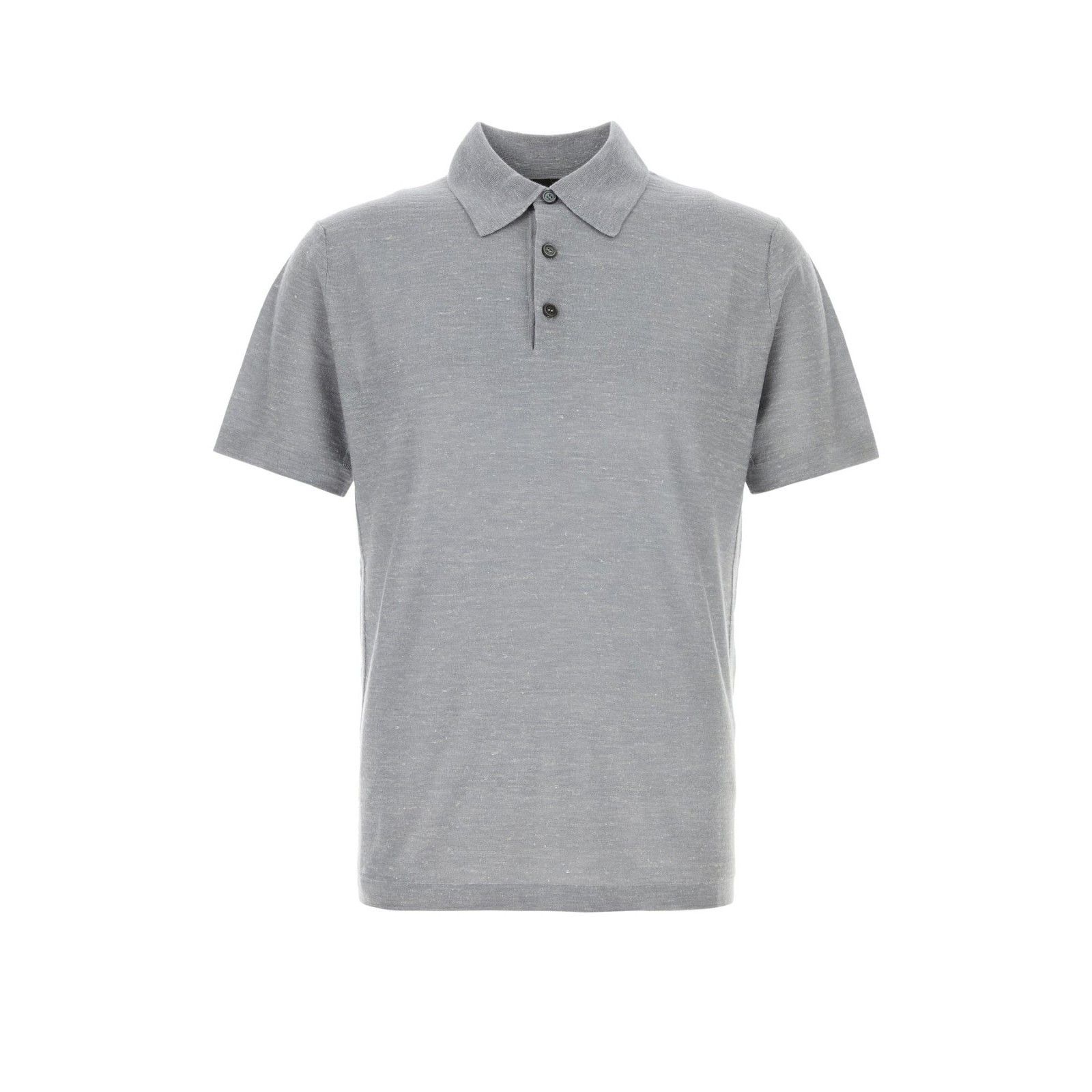 BRIONI Melange Gray Cashmere Blend Polo Shirt New & Authenti