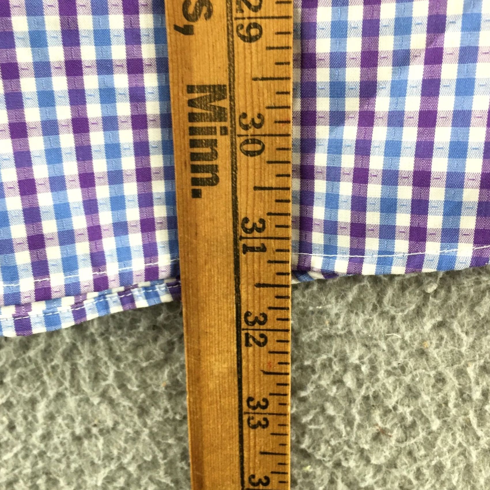 Banana Republic Banana Republic Button-Up Dress Shirt Mens XL Purple Check Collared Long Sleeve Slim Non-Iron Regular Fit Size 46R - 5 Thumbnail