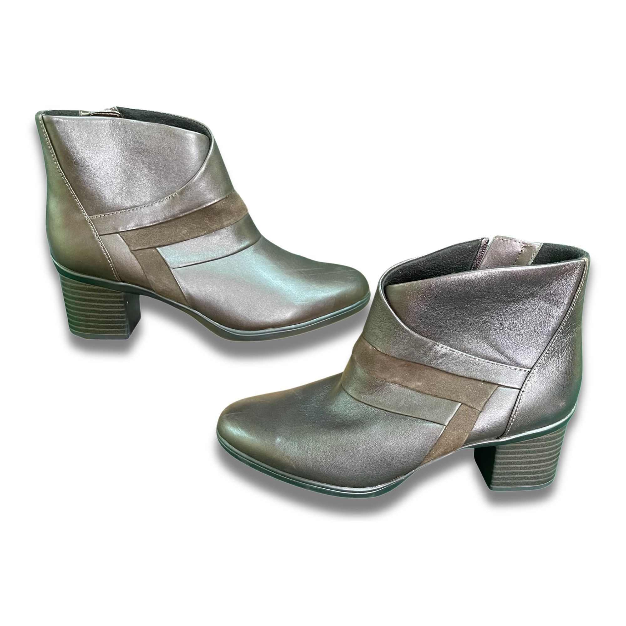 Clarks Clarks Artisan Metallic Leather Ankle Boots Block Heel Side Size US 8.5 / IT 38.5 - 3 Thumbnail
