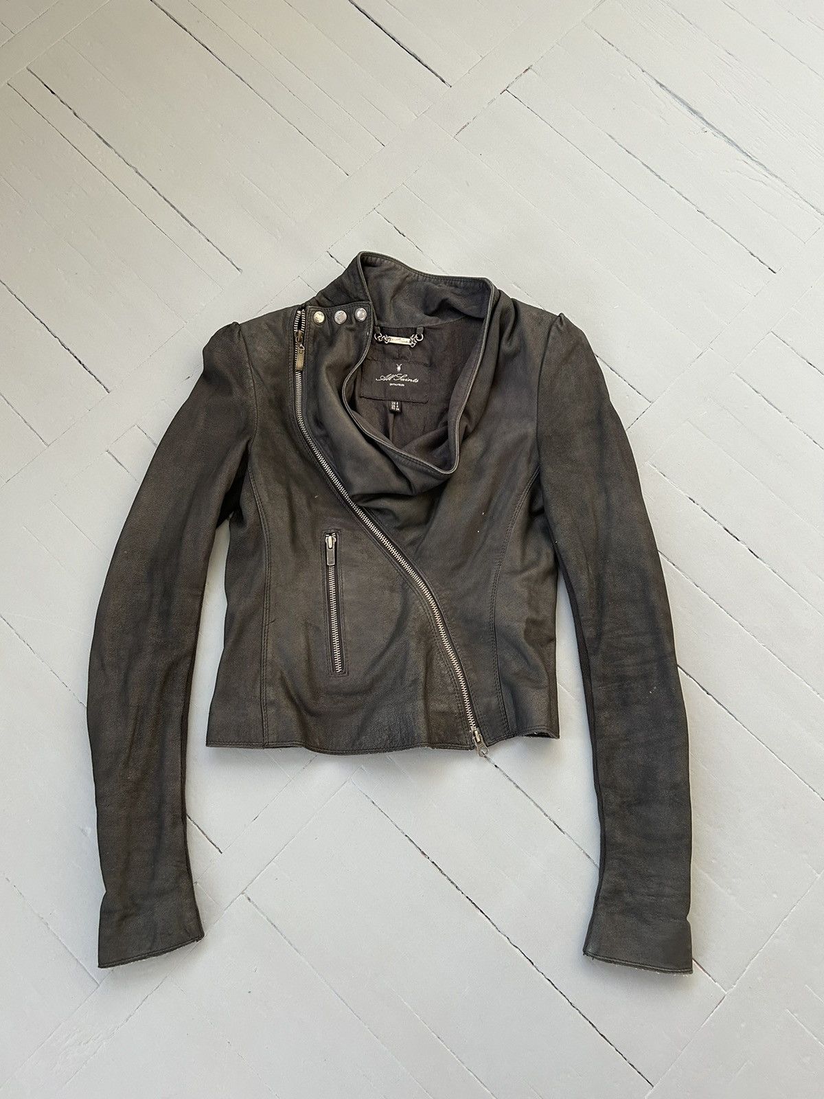 image of Allsaints x Leather All Saints Leather Jacket in Black, Women's (Size Small)