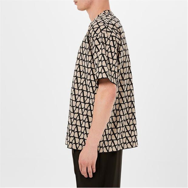 o1g2r1mq0724 T-Shirts Toile Iconographe Print Beige & Black