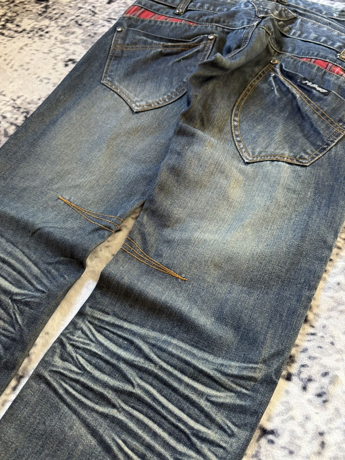 Japanese Brand Vintage Junya Watanabe Tornado Mart Style Double Waist Jeans Size US 30 / EU 46 - 19 Thumbnail