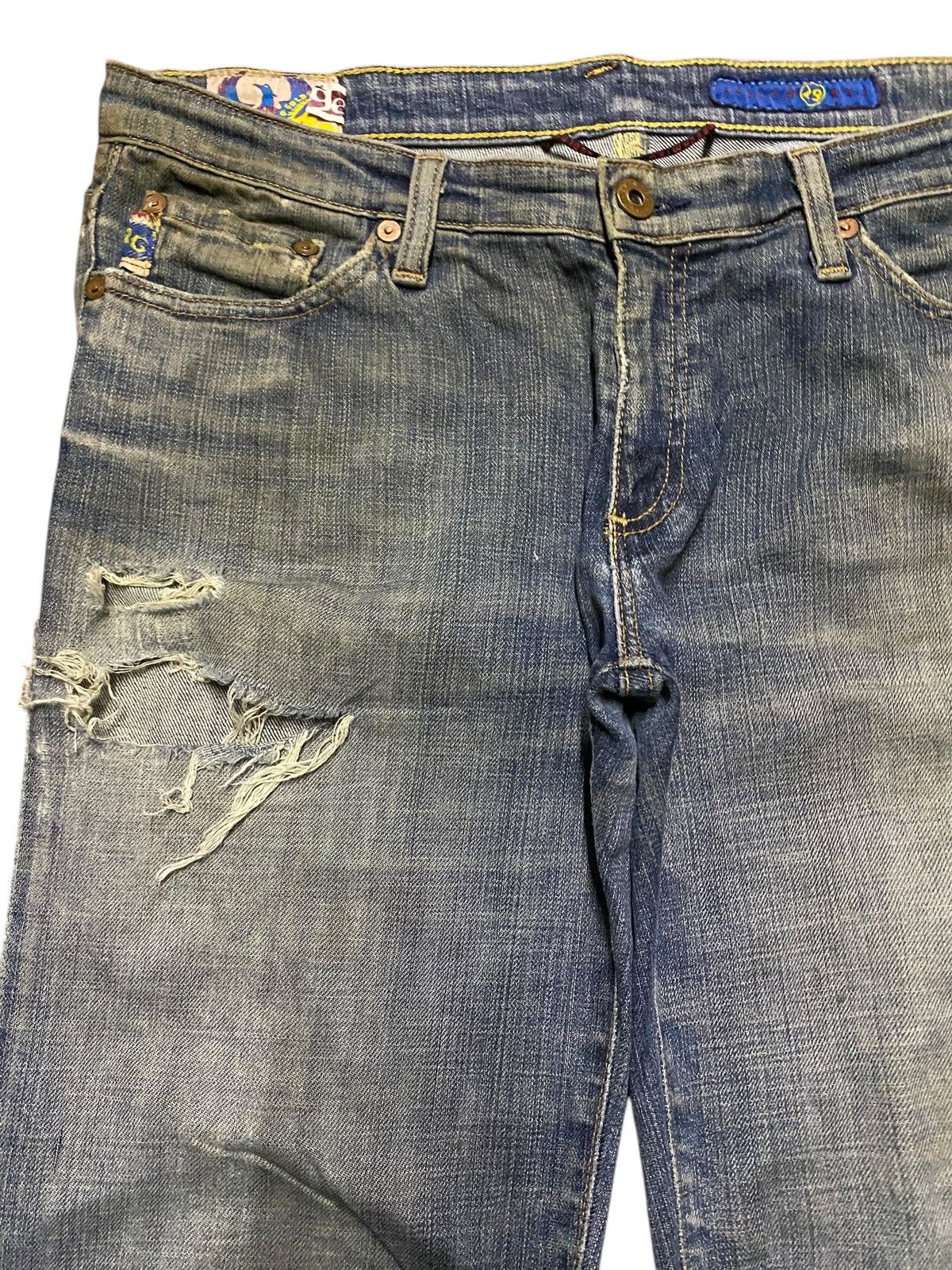 If Six Was Nine Rare Vintage Adriano Goldschmied Distressed Flare Jeans Size US 32 / EU 48 - 7 Thumbnail