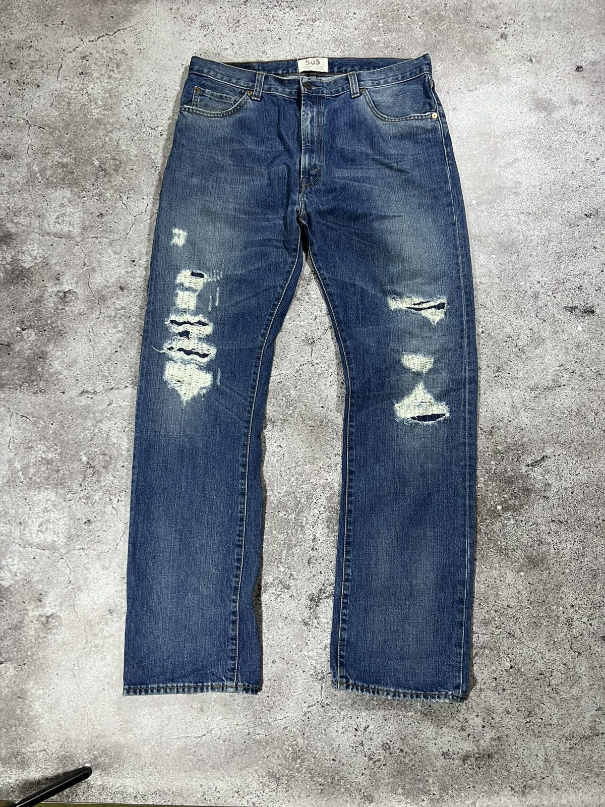 Levi's Vintage Levis Bootcut 505 Jeans Light Blue Faded Distressed Size US 36 / EU 52 - 2 Thumbnail