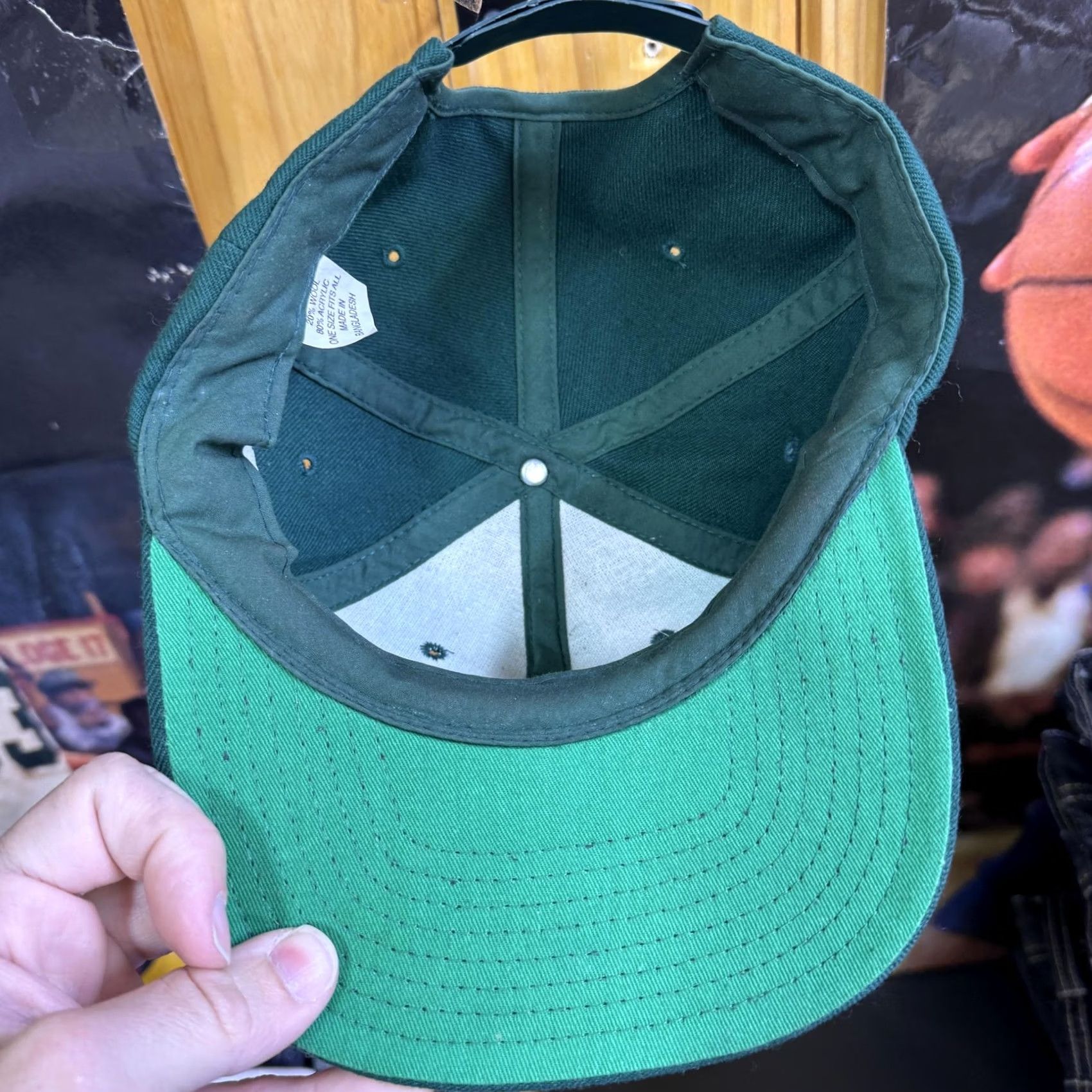 Vintage VINTAGE Jesus Is My Boss Hat Cap Snap Back Green Embroidered Wool Christian Mens Faith Size ONE SIZE - 6 Thumbnail