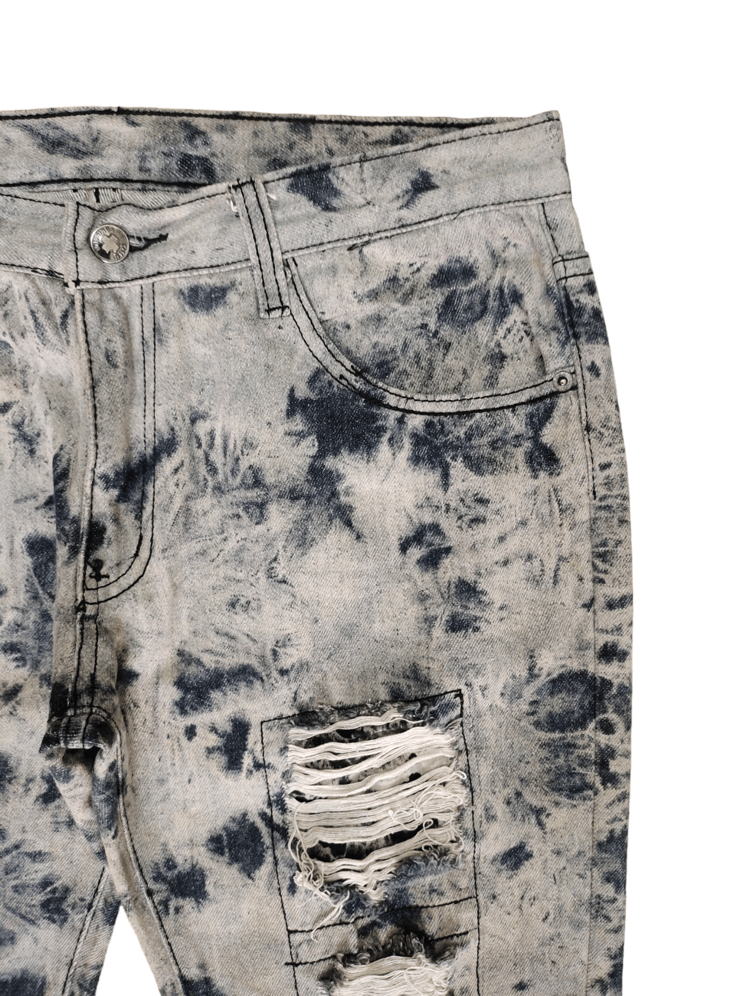 Share Spirit Homme Berning Sho Bleach Wash Distressed Denim Pants Punk Gothic Size US 33 - 3 Thumbnail