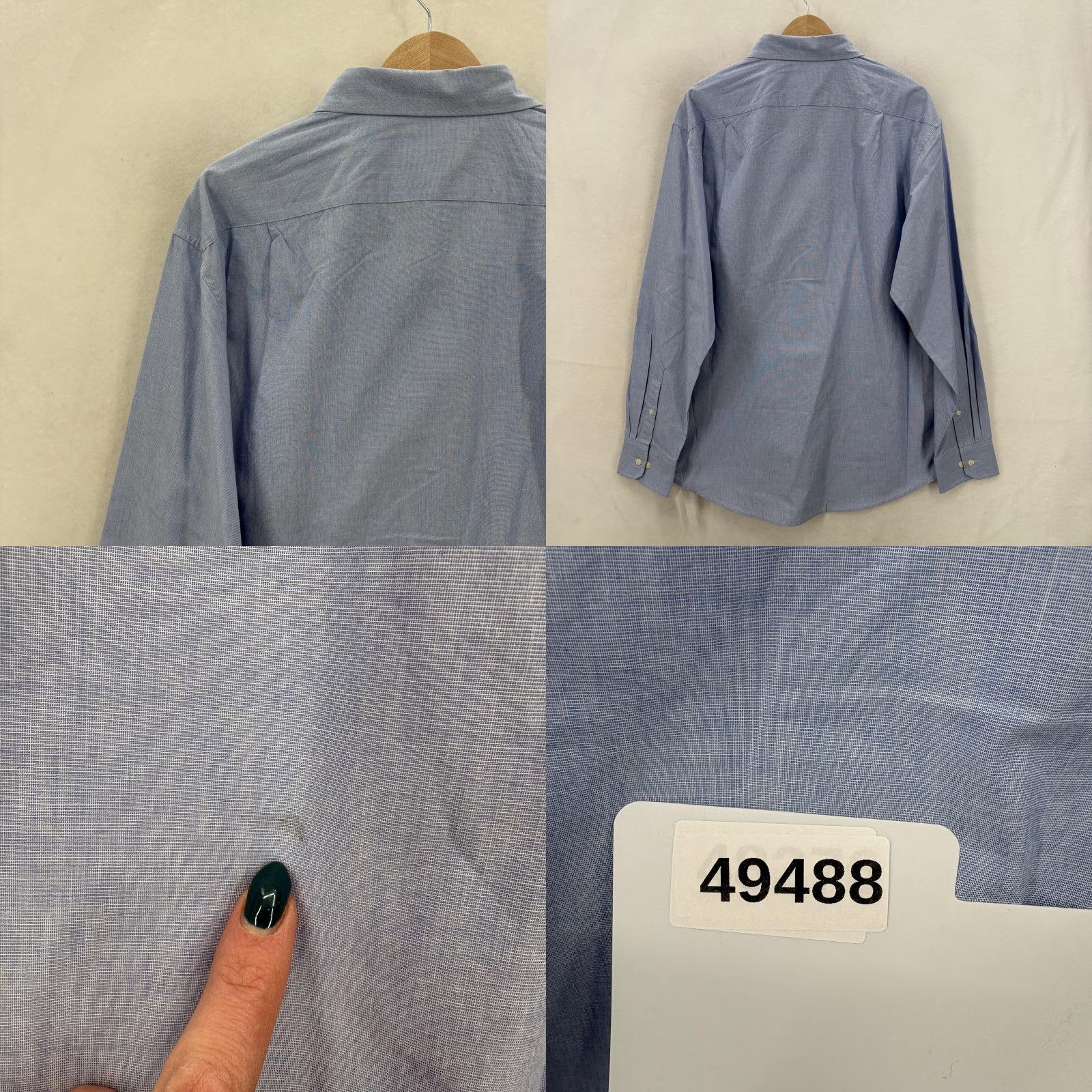 Izod VINTAGE: IZOD Shirt Mens L Blue Solid Long Sleeve Button Up Pocket Cotton Casual NWT Size US L / EU 52-54 / 3 - 9 Thumbnail