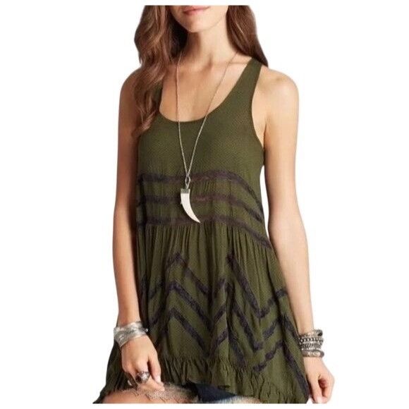 Free People Free People Green Voile & Lace Tunic Slip Dress | Boho Whims Size S / US 4 / IT 40 - 12 Thumbnail