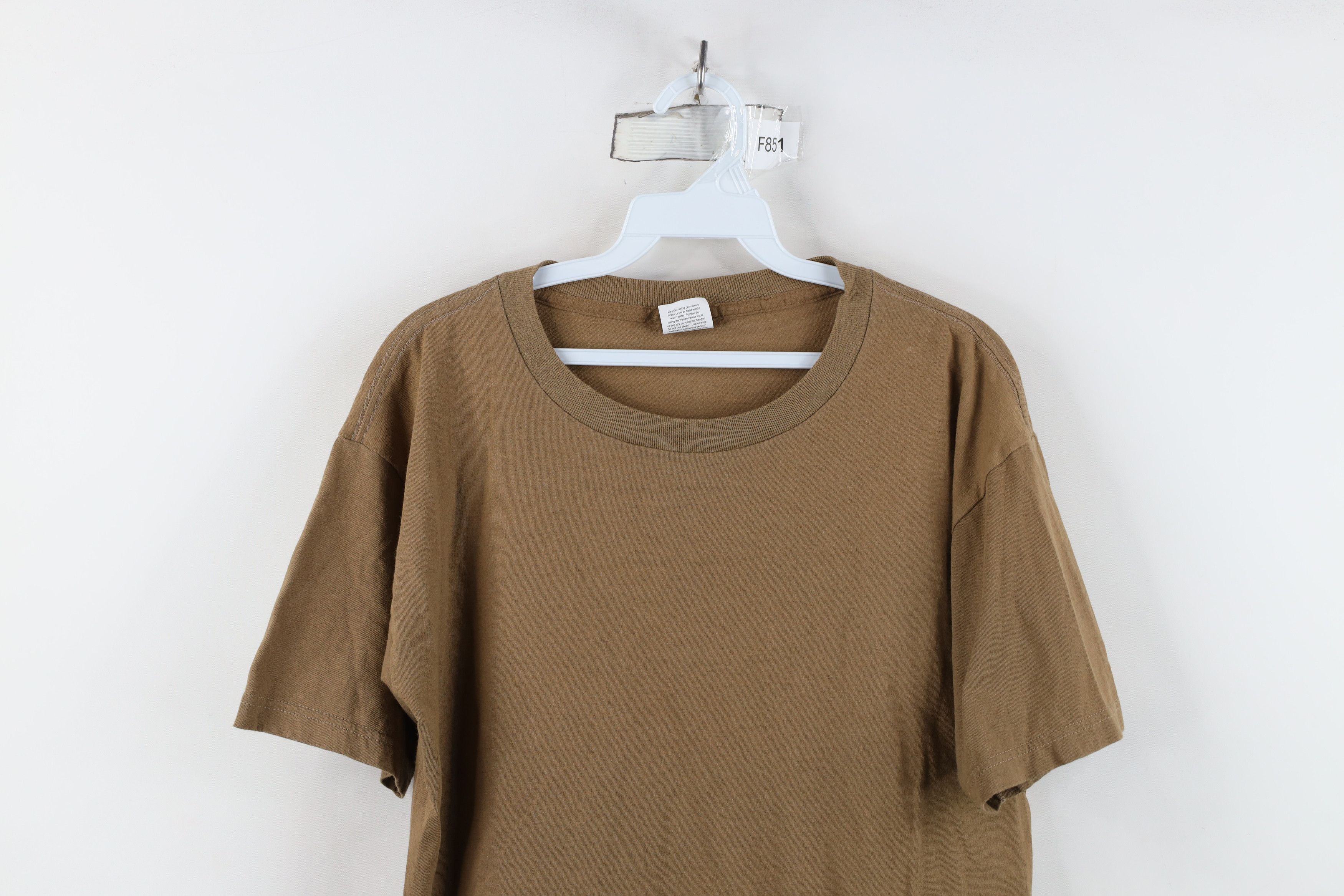 Vintage Vintage 90s Streetwear Blank Combed Cotton T-Shirt Brown USA Size US L / EU 52-54 / 3 - 2 Thumbnail