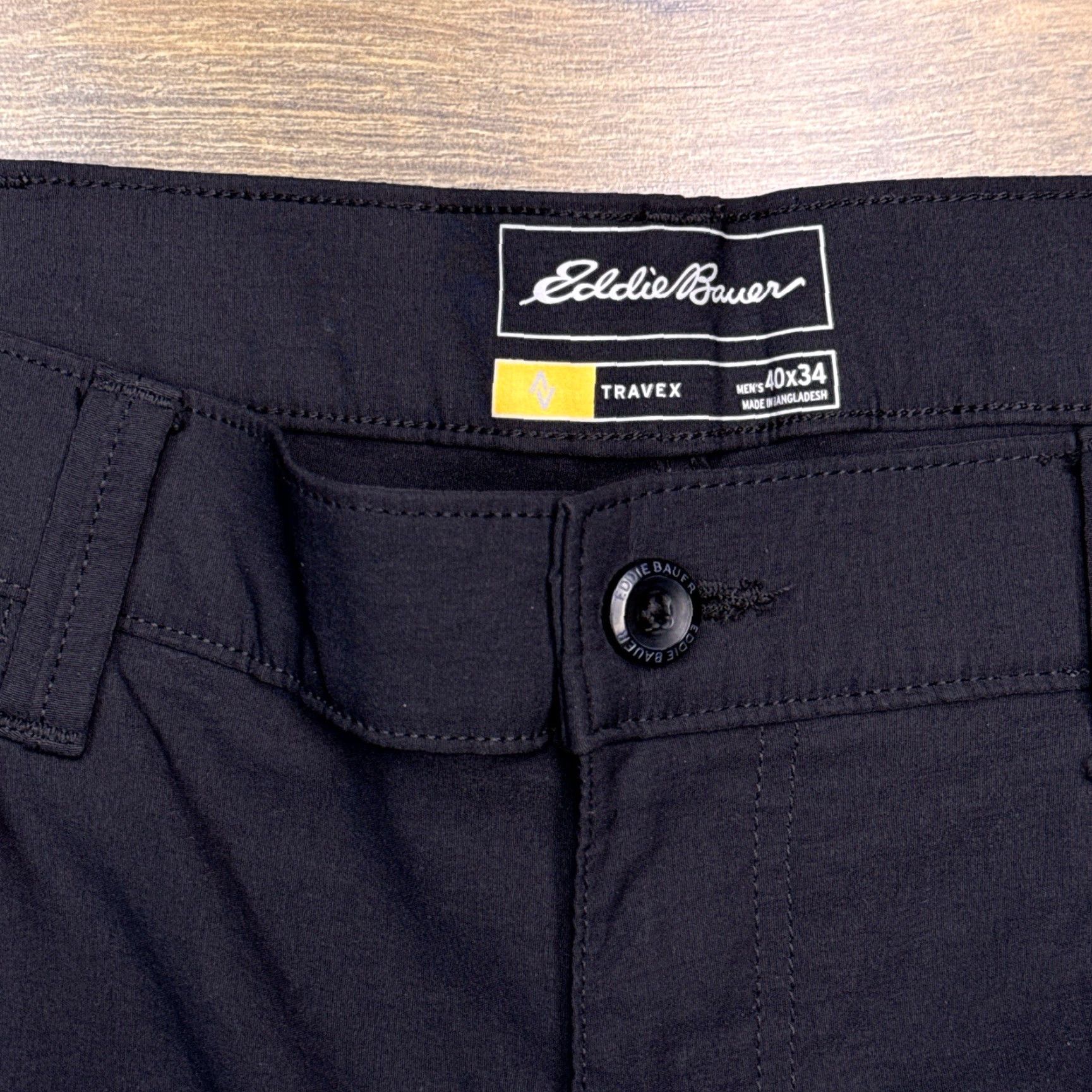 Eddie Bauer Eddie Bauer Travex Pants Mens 40x34 Black Mid Rise Stretch Outdoor Chino Regular Straight Hiking Nature Logo Pocket Casual Travel Size US 40 / EU 56 - 2 Thumbnail
