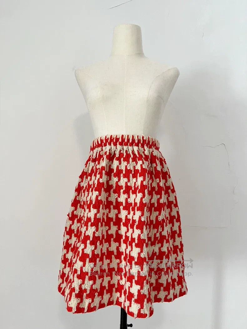 Comme des Garcons Comme des Garcons size F Orange tartan, chunky knit skirt Size 25" / US 0 / IT 36 - 3 Thumbnail