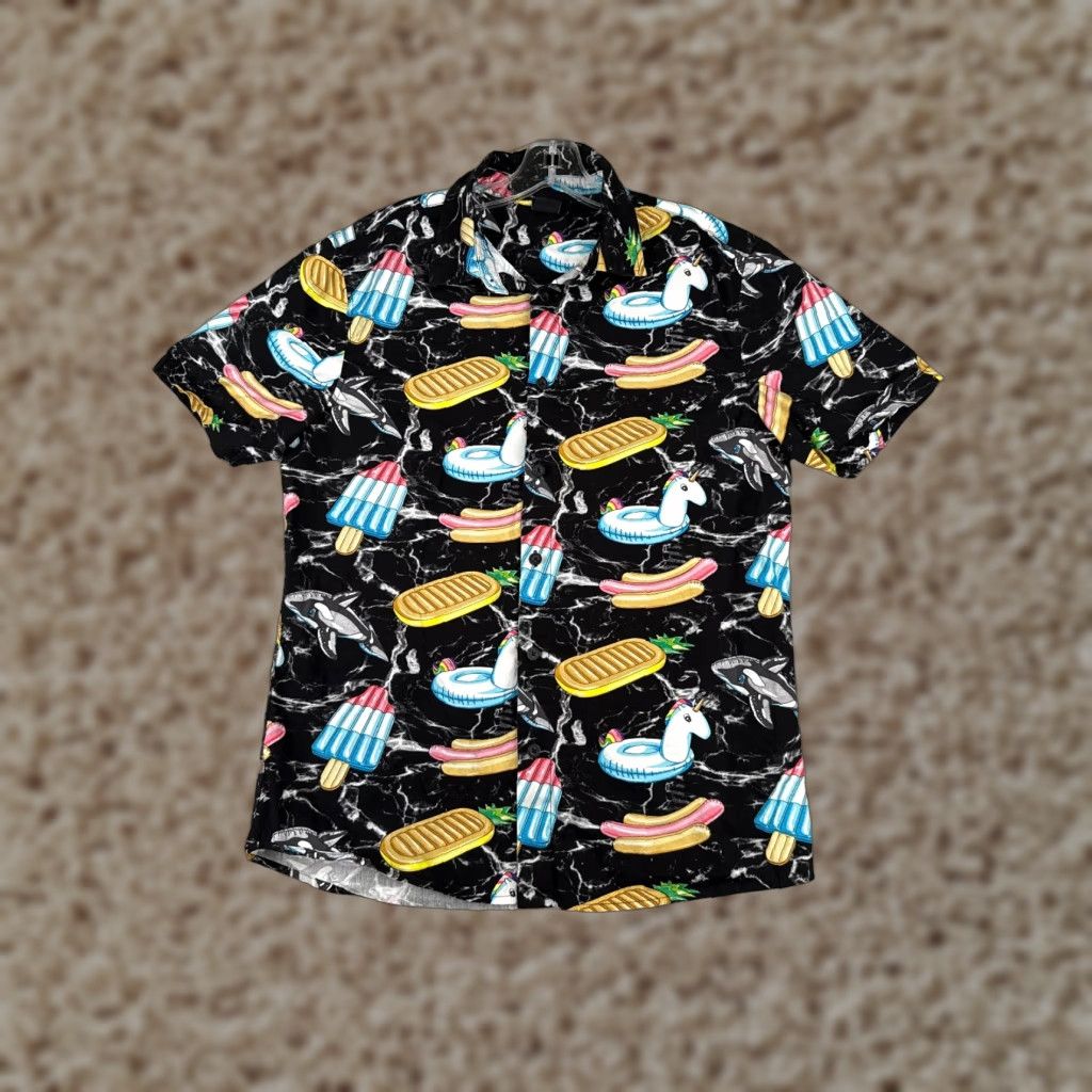 Vintage NEFF Shirt Men Medium Black Pool Party Float Ice Cream Hawaiian 100% Cotton Size US M / EU 48-50 / 2 - 1 Thumbnail