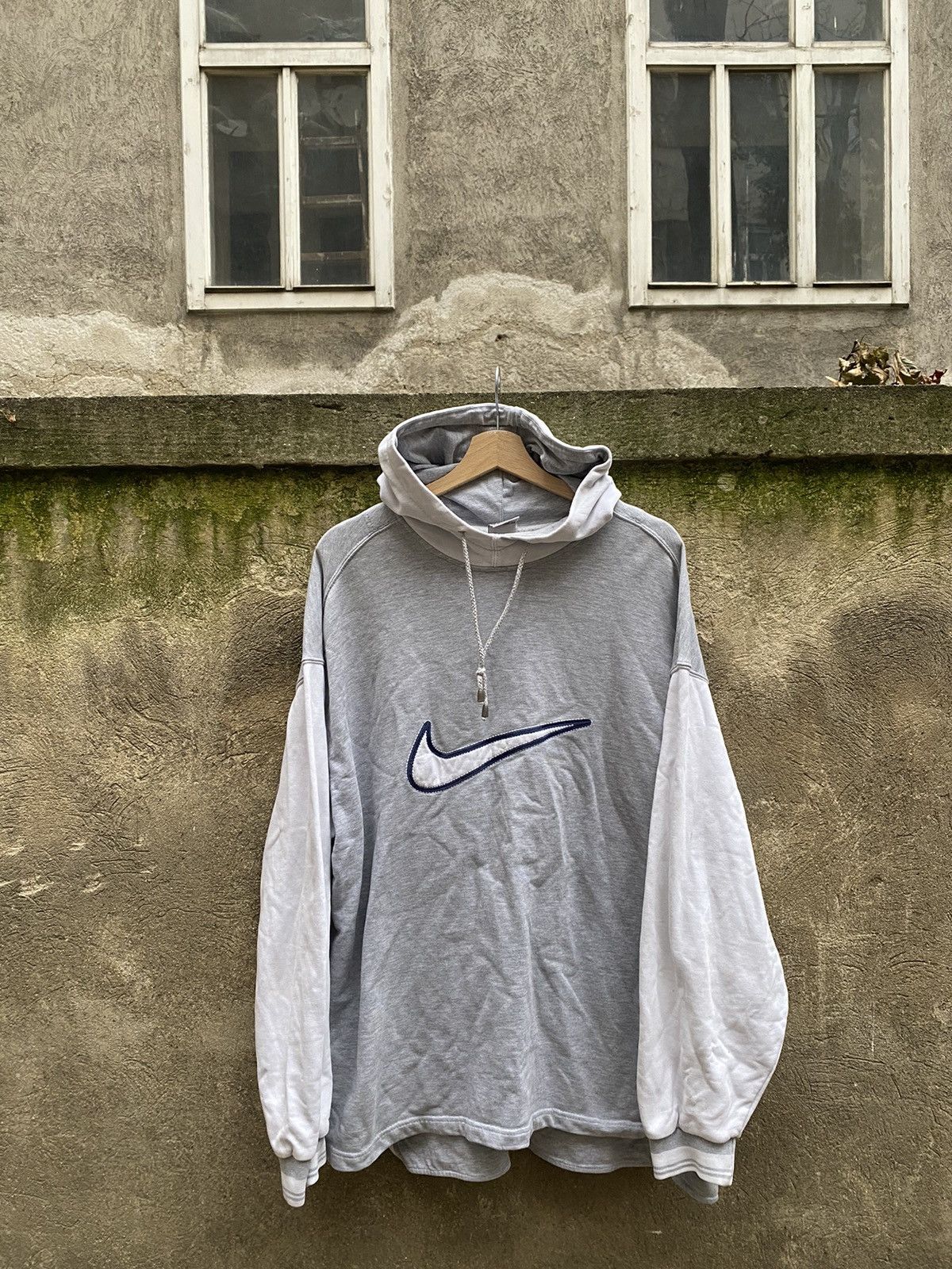 Nike × Vintage Vintage Nike Big Embroidered Swoosh Logo Hoodie Size US L / EU 52-54 / 3 - 1 Thumbnail