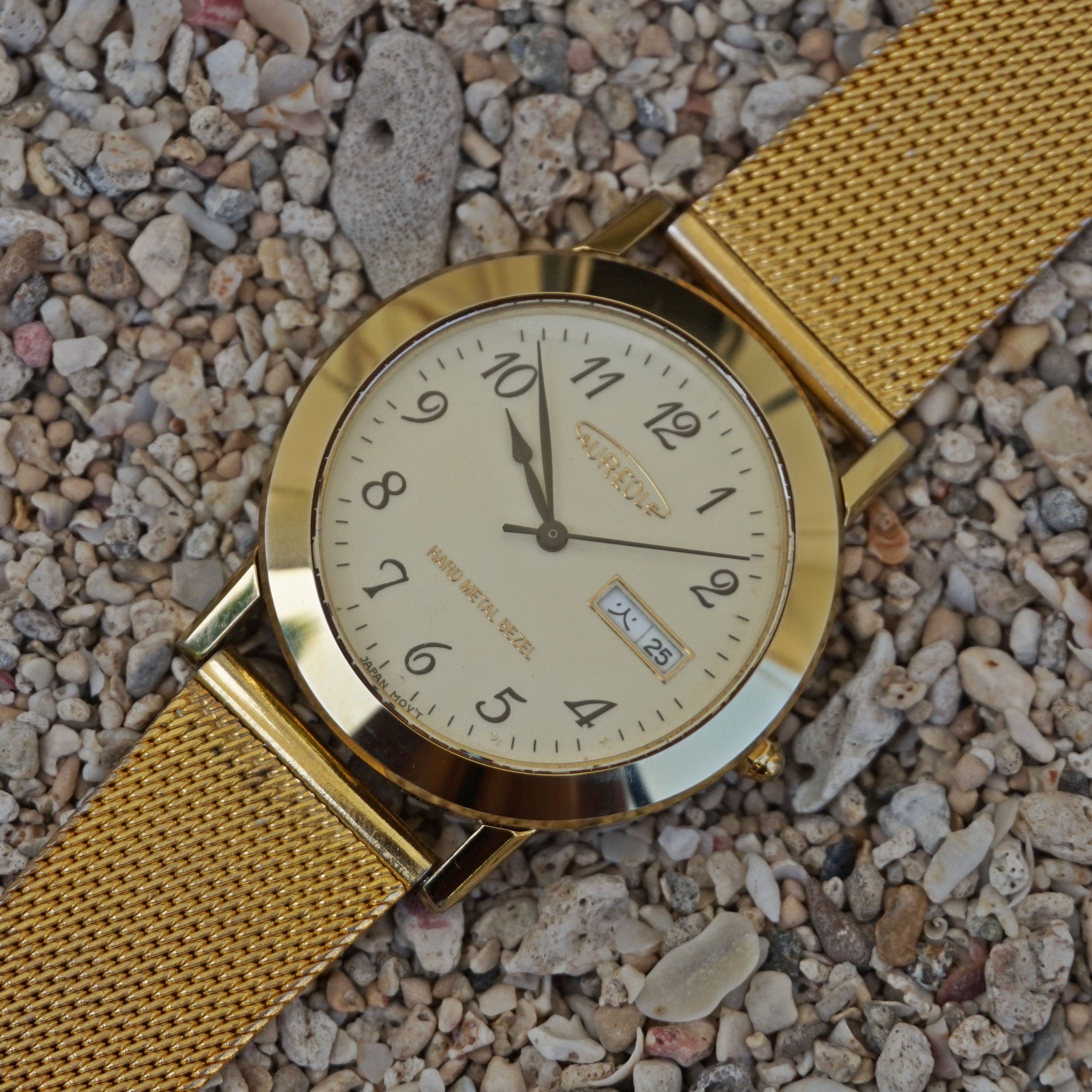90s Aureole Swiss Hard Metal Bezel watch