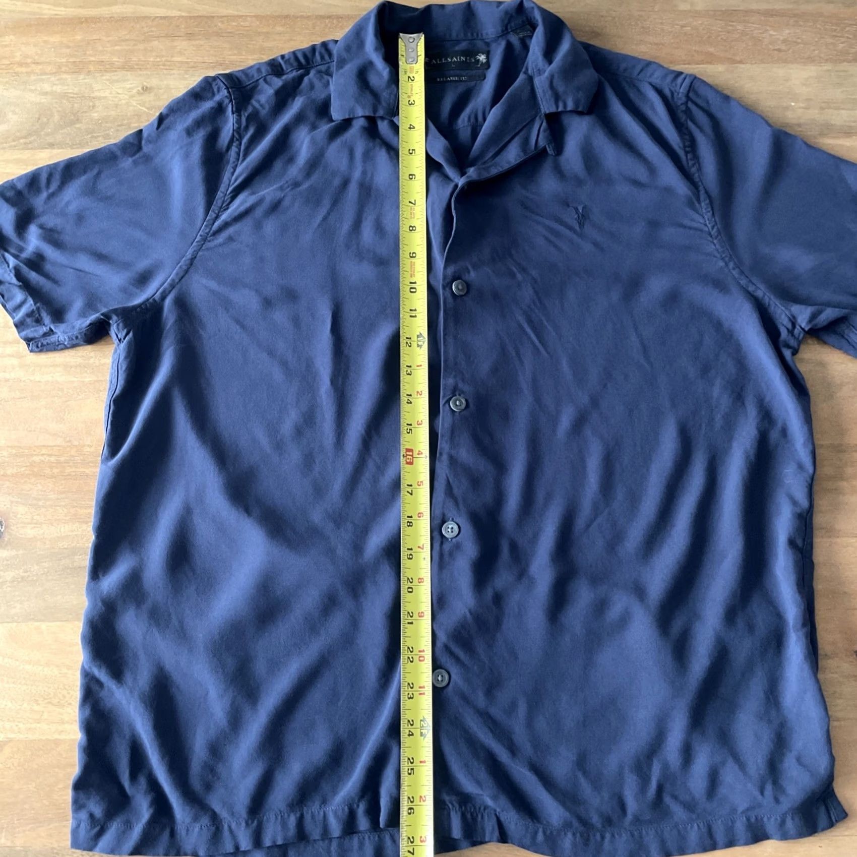 Allsaints AllSaints Venice Shirt Mens Large Blue Relaxed Short Sleeve Button-Up Collared 90s Beach Coastal Style Size US L / EU 52-54 / 3 - 6 Thumbnail
