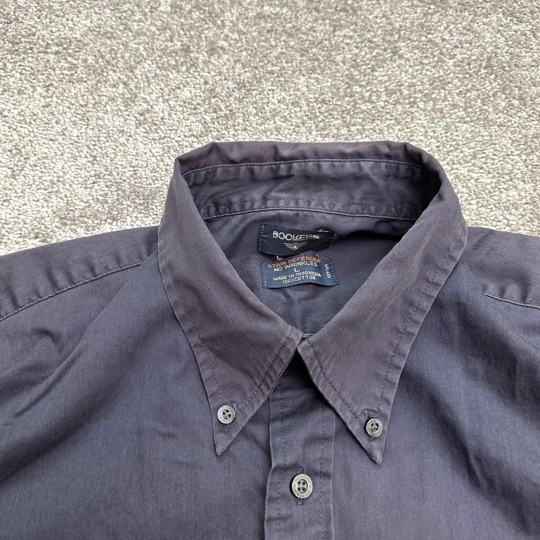 Dockers DOCKERS Long Sleeve Button Down Dress Shirt Men Large Blue Cotton Stain Defender Regular Fit Size 42R - 3 Thumbnail