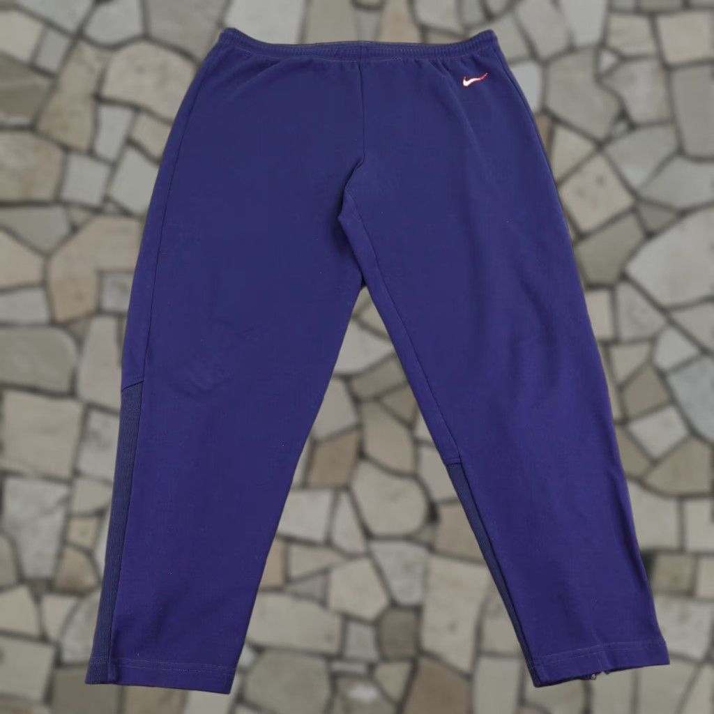 VINTAGE Nike Pants Large Blue Track Sweats Ankle Zip Tapered 90s Mens
