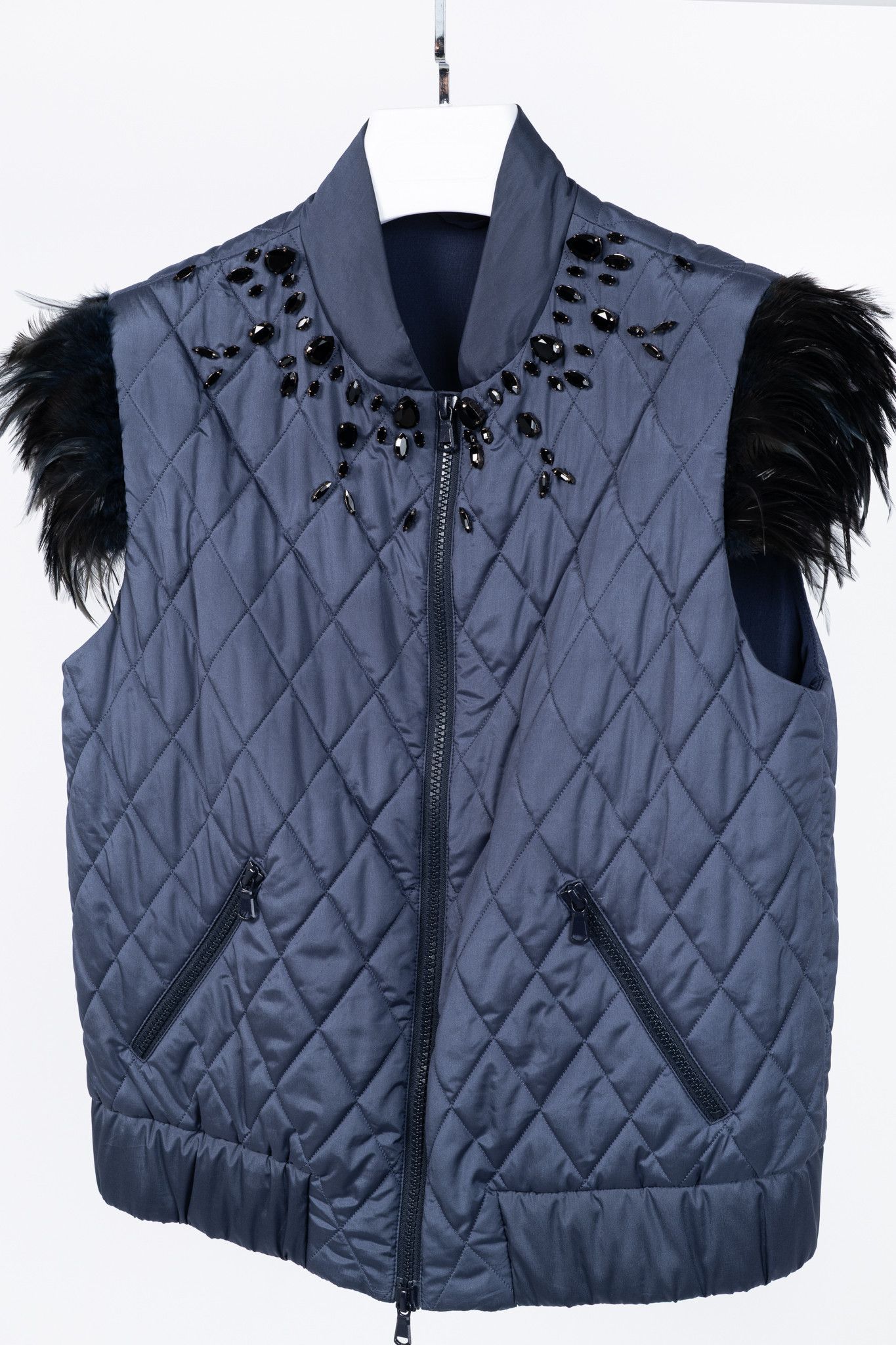 Brunello Cucinelli Brunello Cucinelli AW14 Quilted Silk Crystal Feather Vest Size S / US 4 / IT 40 - 3 Thumbnail