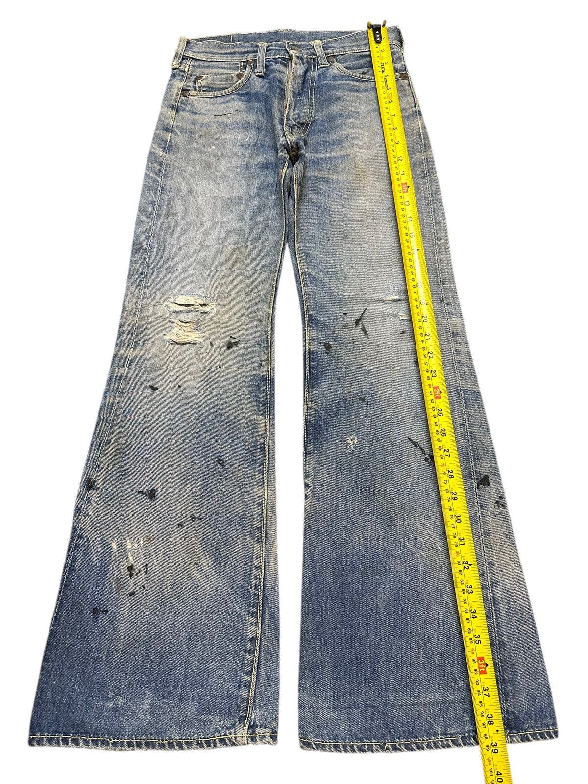 14th Addiction Crazy Vintage 70s Big Stone Mud Wash Painted Distress Flare Size US 27 - 17 Thumbnail