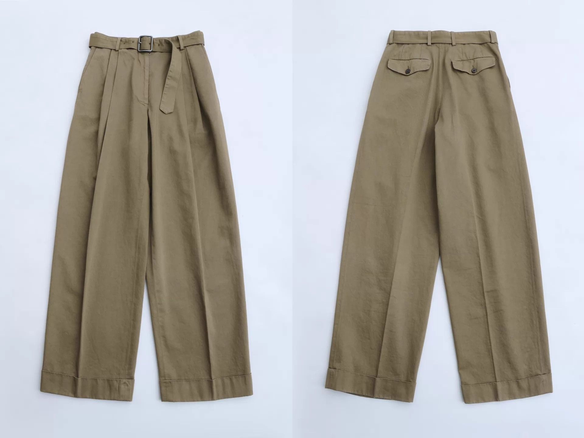Dries Van Noten DVN 00s Morocco-made Khaki High-Waist Belted Wide-Leg Pants Size 24" / US 00 / IT 34 - 8 Thumbnail