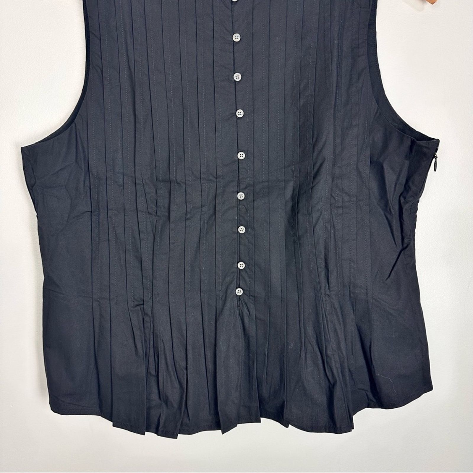 J.Crew J.CREW Pintuck Blouse Premium Cotton Poplin Black 12 NWT Size XL / US 12-14 / IT 48-50 - 7 Thumbnail