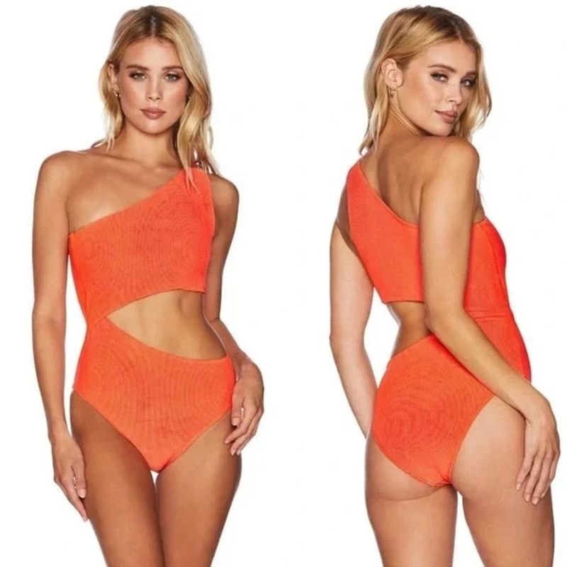 Beach Riot × Free People New Celine Ribbed One-Piece $148 MEDIUM Bright Orange Size M / US 6-8 / IT 42-44 - 3 Thumbnail
