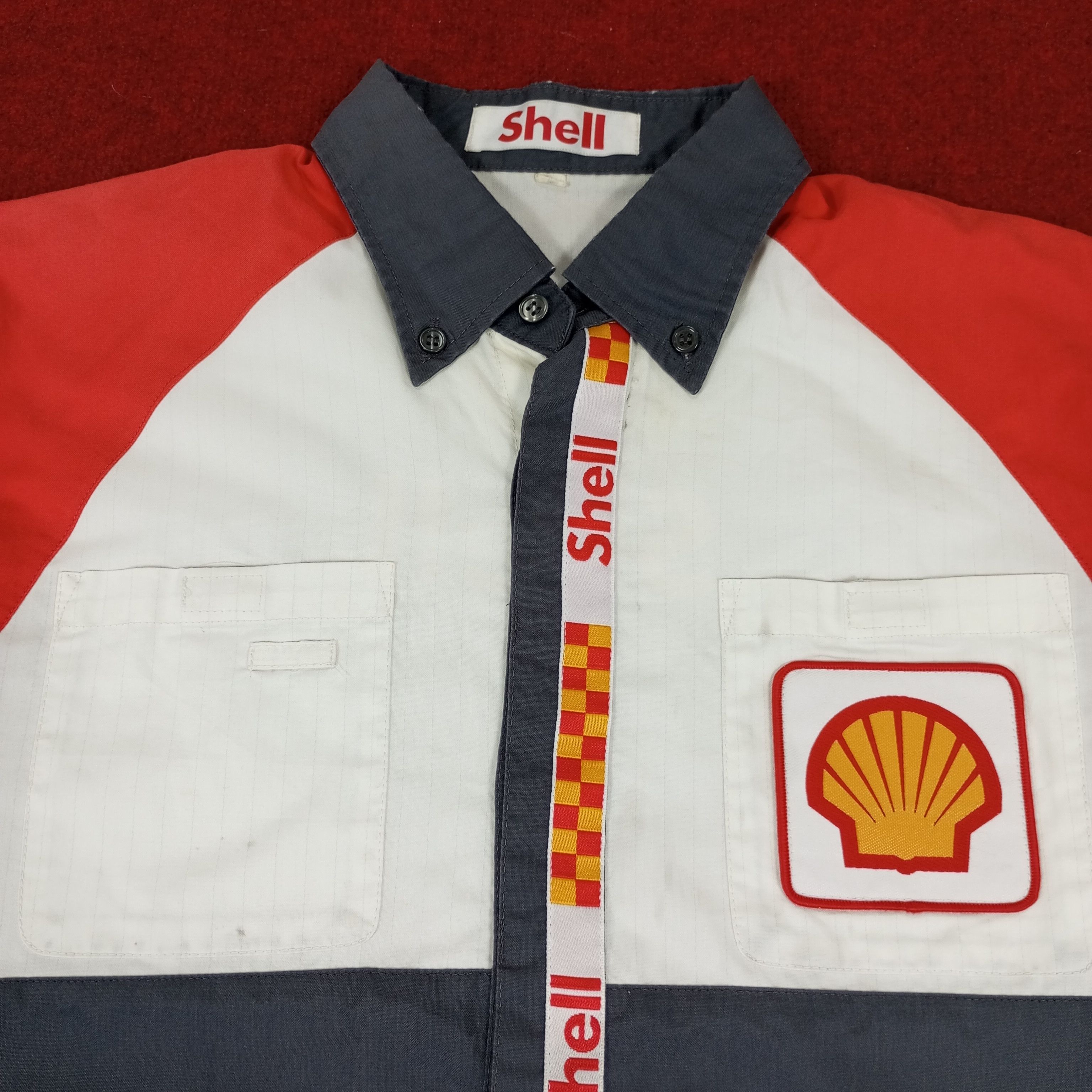 Vintage Shell Logo Design Workwear Working Shirt Size US L / EU 52-54 / 3 - 2 Thumbnail