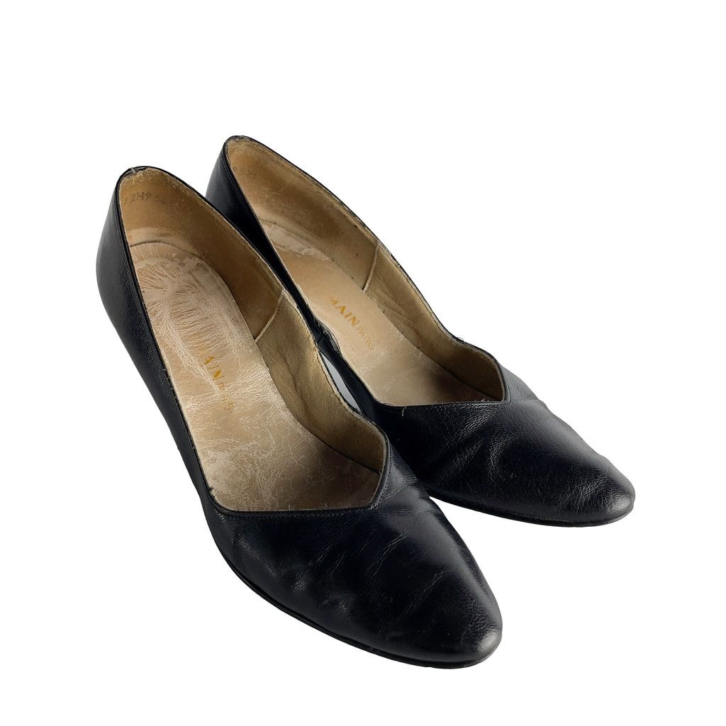 Balmain × Vintage BALMAIN Vintage Leather Pointed toe Heel black Pump 6.5 Size US 6.5 / IT 36.5 - 5 Thumbnail