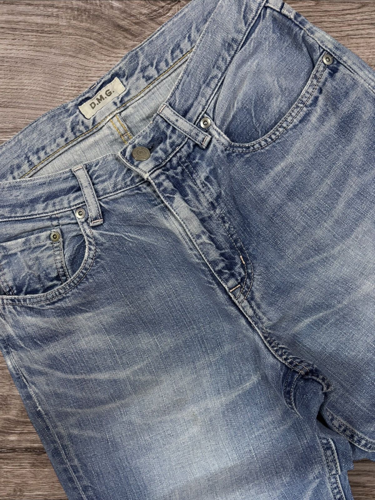 OMNIGOD Vtg D.M.G Spellbound Japan Honeycomb Faded Distress Jeans Size US 28 / EU 44 - 4 Thumbnail