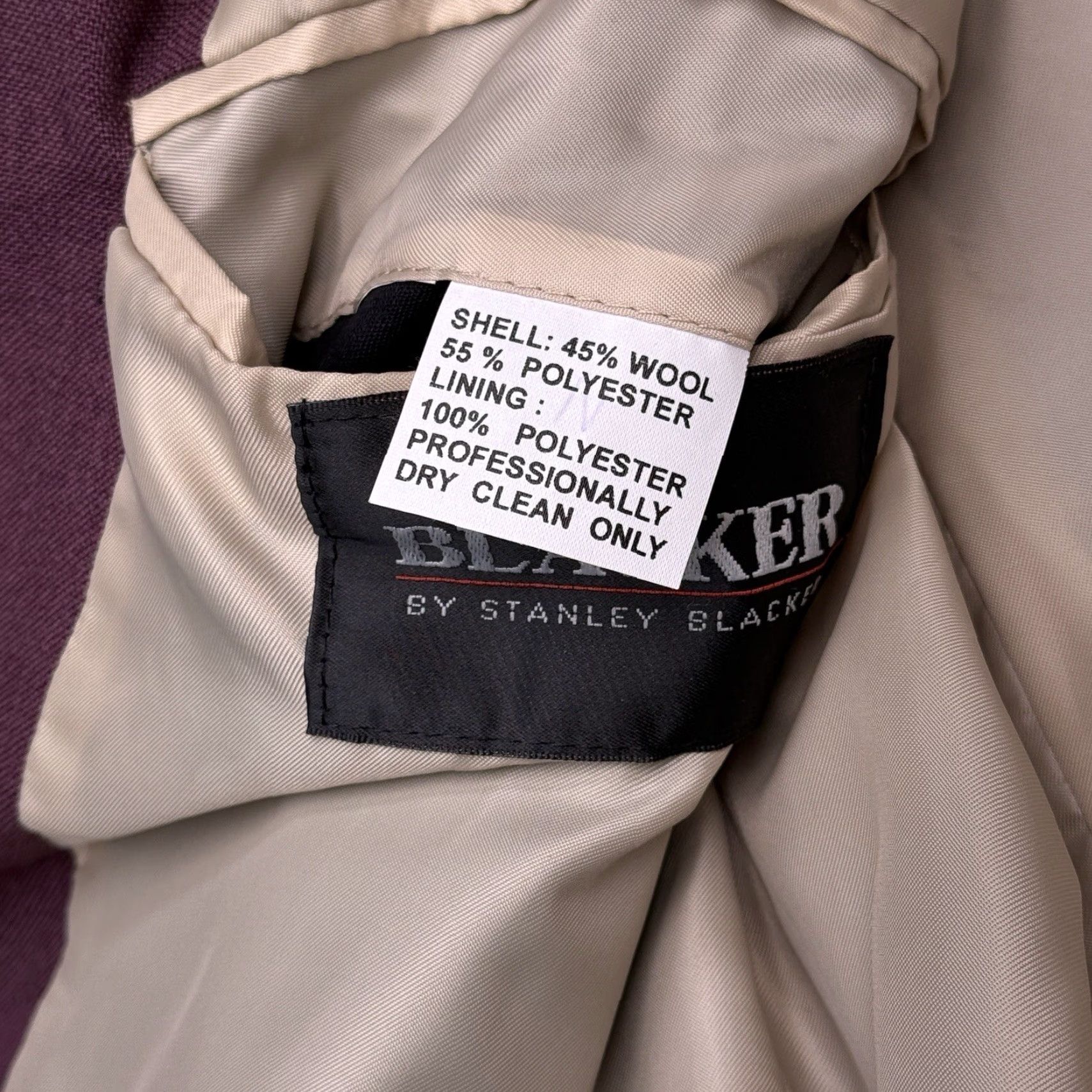 Stanley Blacker VINTAGE Stanley Blacker Sport Coat 40R Burgundy Wool Blazer - Two-Button, Single-Vented, Notch Lapel, Dry Clean Only, Regular Length, Solid, Men Size 40R - 5 Thumbnail