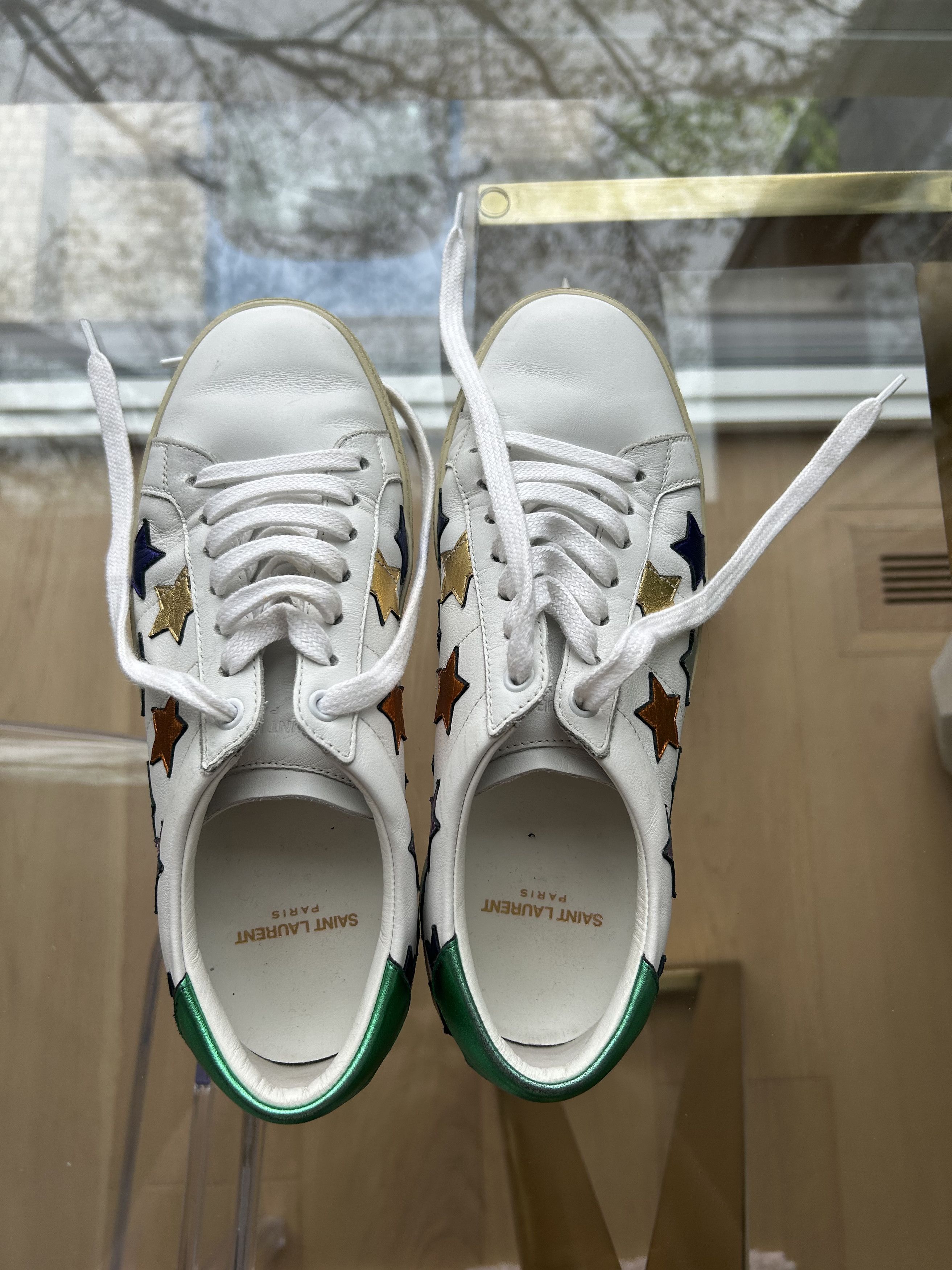 Saint Laurent Paris Saint Laurent - Court Leather Trainers with Stars - 38.5 Size US 8.5 / IT 38.5 - 5 Thumbnail