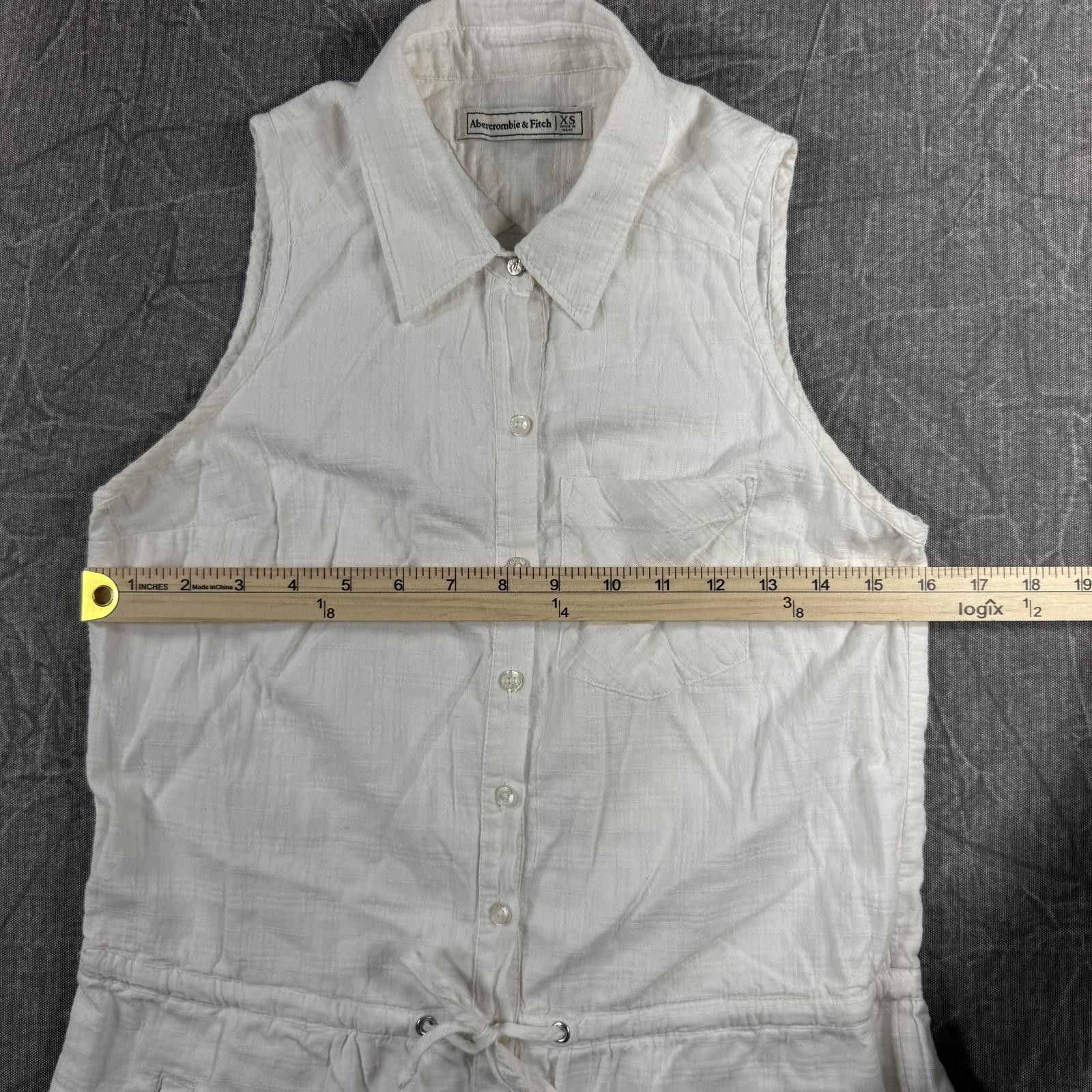 Abercrombie & Fitch Abercrombie Romper Women's XS White sleeveless button-down Size 26" / US 2 / IT 38 - 3 Thumbnail
