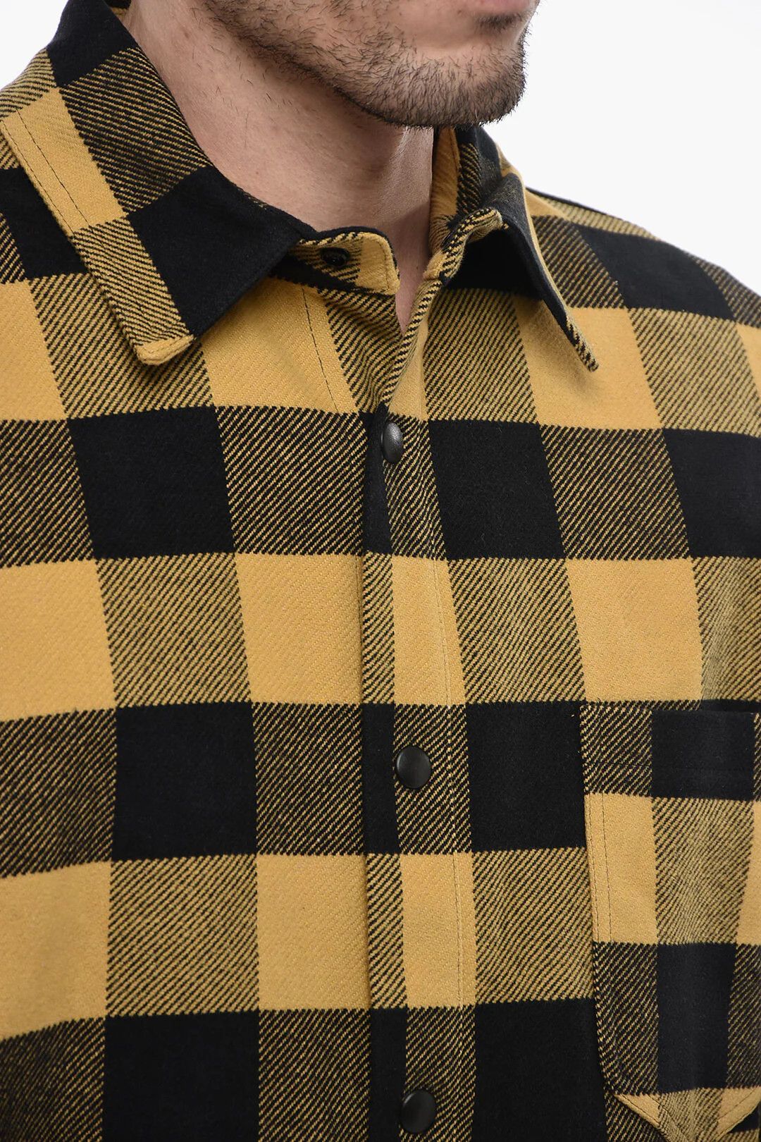 Palm Angels og1mm0326 Buffalo Check Overshirt in Yellow/Black Size US S / EU 44-46 / 1 - 3 Thumbnail