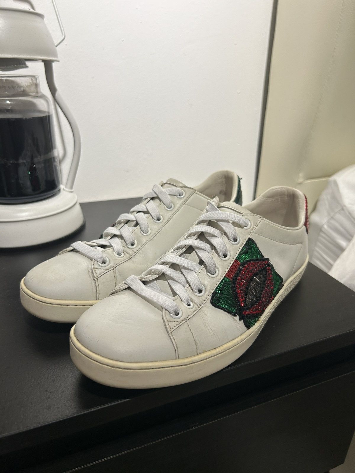 Gucci Ivory Fabric And Suede Sneakers | Grailed