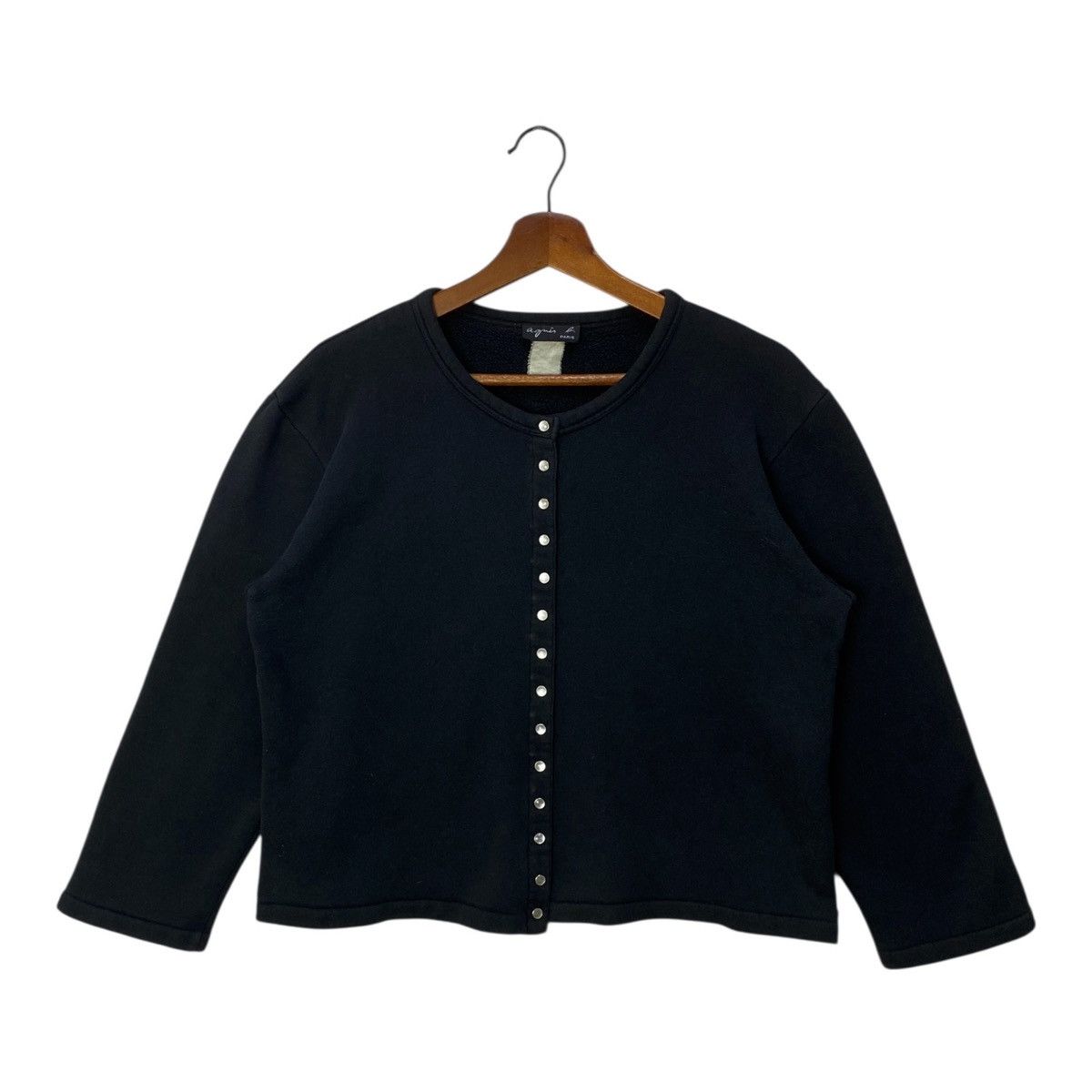 トップス 90s agnes b. knit cardigan black Phone snap cardigan