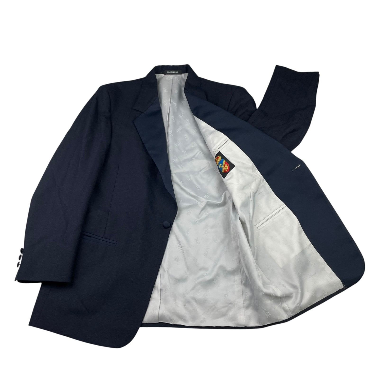 Other VTG Lord West Men's Satin Lapel 1-Button Tuxedo Suit Navy • Size 42R - 3 Thumbnail