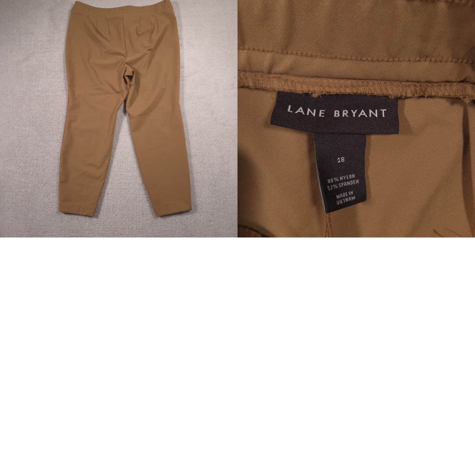 Vintage Lane Bryant Pants Womens 18 On the Go Mid Rise Ankle Nylon Blend Stretch Camel Size 40" / US 18 - 8 Thumbnail