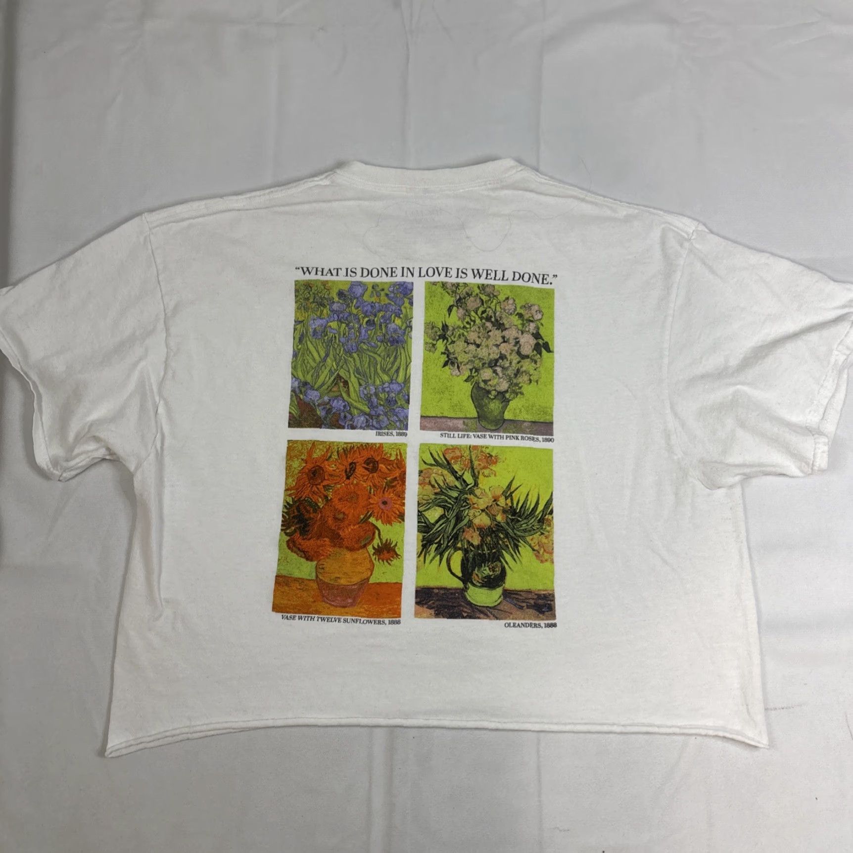 Vintage Mighty Fine Shirt Women XL White Cropped Vincent Van Gogh Flowers Ladies XL Cropped Flowers T-Shirt Women’s Size XL / US 12-14 / IT 48-50 - 6 Thumbnail