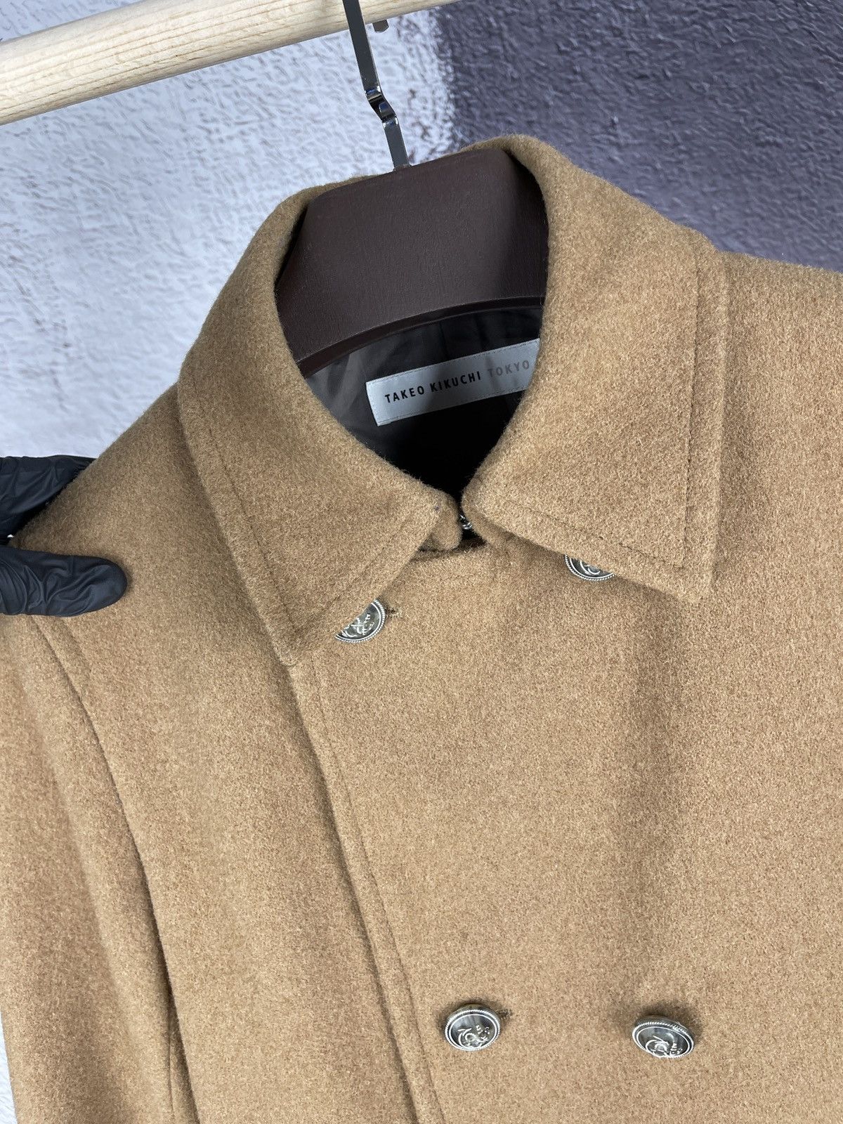 Japanese Brand Takeo Kikuchi Tokyo beige double breasted wool pea coat Size US L / EU 52-54 / 3 - 8 Thumbnail